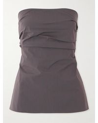 St. Agni - Strapless Tie-Back Gathered Cotton-Blend Top - Lyst