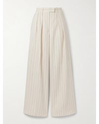Anine Bing - Lou Hose Mit Weitem Bein Aus Webstoff Mit Nadelstreifen Und Falten - Lyst