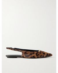 Tod's - Flache Slingback-Schuhe Aus Kalbshaar Mit Leopardenprint Und Verzierung - Lyst