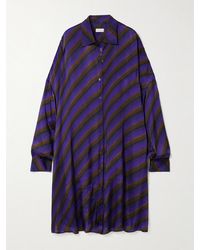 Dries Van Noten - Oversized-Mini-Hemdblusenkleid Aus Glänzendem Twill Mit Streifenmuster - Lyst