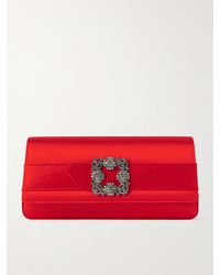 Manolo Blahnik - Gothisi Crystal-Embellished Satin Clutch - Lyst