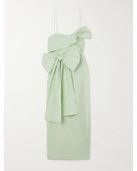 Cecilie Bahnsen - Valentina One-Shoulder Bow-Detailed Cotton-Poplin Dress - Lyst