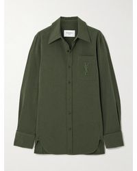 Saint Laurent - Hemd Aus Einer Baumwoll-Leinenmischung Mit Stickerei - Lyst