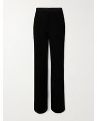Chloé - Satin-Trimmed Wool-Crepe Straight-Leg Pants - Lyst