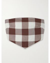 Posse - Callie Cropped Gingham Cotton-Voile Top - Lyst