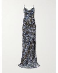 Christopher Esber - Open-Back Draped Snake-Print Silk-Chiffon Gown - Lyst