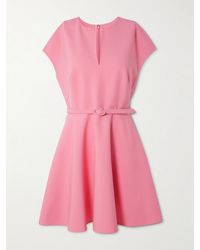 Oscar de la Renta - Belted Stretch-Wool Crepe Mini Dress - Lyst