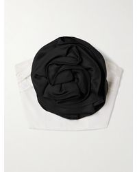 Carolina Herrera - Verkürztes Trägerloses Oberteil Aus Seiden-Twill Mit Falten Und Applikation - Lyst