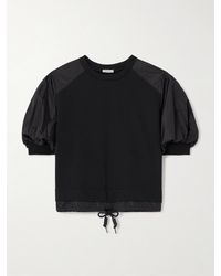 Moncler - Appliquéd Shell-Trimmed Cotton-Jersey T-Shirt - Lyst