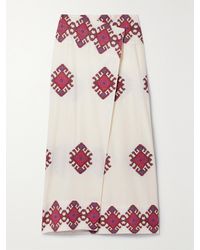 Johanna Ortiz - Jupe Midi Portefeuille En Coton À Broderies Beauty Abounds - Lyst