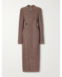 Rick Owens - Leather-Trimmed Brushed Alpaca And Wool-Blend Wrap Coat - Lyst