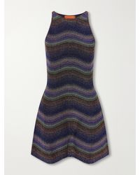 Missoni - Metallic Striped Crochet-Knit Mini Dress - Lyst