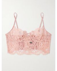 Kiki de Montparnasse - Soutien-Gorge À Armatures En Dentelle De Coton Mélangé Biologique À Finitions En Satin De Soie Stretch Camille - Lyst