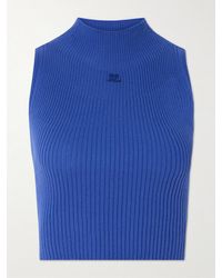 Courreges - Verkürztes Tanktop Aus Einer Gerippten Baumwoll-Merinowollmischung Mit Applikation - Lyst
