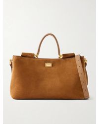 Dolce & Gabbana - Vittoria Leather-Trimmed Suede Tote - Lyst