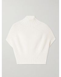 Sportmax - Balloon Cropped Ribbed Cotton-Blend Sweater - Lyst