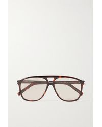 Saint Laurent - Dune Aviator-style Tortoiseshell Acetate Sunglasses - Lyst