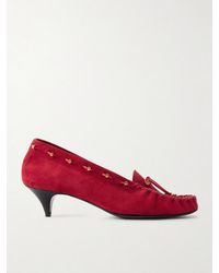 KHAITE - Milly Embellished Whipstitched Suede Pumps - Lyst