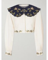 Agua Bendita - Cumbre Floral-Embroidered Appliquéd Tiered Linen Shirt - Lyst