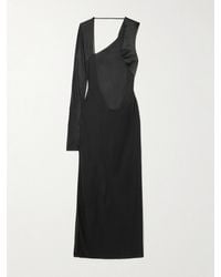 Galvan London - Modernist One-Sleeve Satin And Stretch-Tulle Midi Dress - Lyst