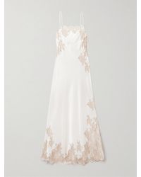 Carine Gilson - Chantilly Lace-Trimmed Silk-Satin Nightdress - Lyst