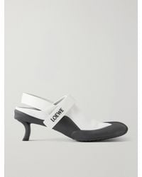 Loewe - Dive 45 Logo-Detailed Rubber-Trimmed Leather Slingback Pumps - Lyst