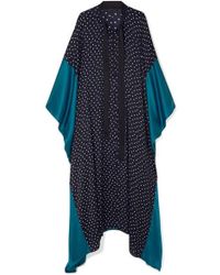 Haider Ackermann Kaftan Aus Crêpe De Chine Mit Punkten Und Besatz Aus Seidensatin - Schwarz