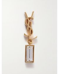 Saint Laurent - Cassandre Einzelner Goldfarbener Ohrring Mit Kristall - Lyst