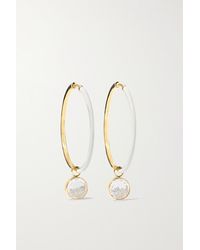 Moritz Glik 18-karat Gold, Enamel, Sapphire Crystal And Diamond Hoop Earrings - Metallic