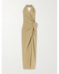 Cortana - Mona Halterneck Linen And Silk-Blend Maxi Dress - Lyst