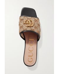 Gucci - Claquettes En Toile Et En Cuir À Logo Jolie - Lyst