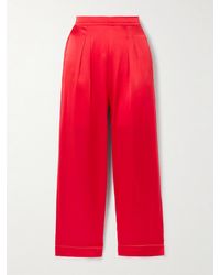 Eres - Mondain Piped Pleated Silk-Satin Pajama Pants - Lyst