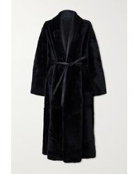 Yves Salomon - Belted Leather-trimmed Shearling Coat - Lyst