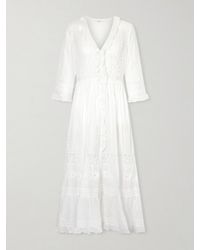 Doen - Clemencia Ruffled Lace-Trimmed Organic Cotton-Voile Midi Dress - Lyst