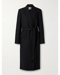 Acne Studios - Manteau En Laine À Fines Rayures Et À Ceinture - Lyst