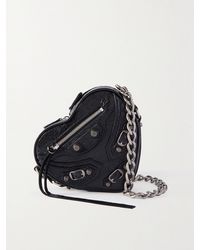 Balenciaga - Le Cagole Heart Mini Studded Crinkled-Leather Shoulder Bag - Lyst