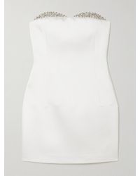 The New Arrivals Ilkyaz Ozel - Noele Strapless Crystal-Embellished Satin Mini Dress - Lyst