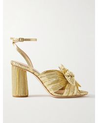 Loeffler Randall - Camellia Bow-Embellished Lamé Sandals - Lyst