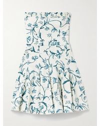 Agua Bendita - Caudal Gloriosa Trägerloses Minikleid Aus Einer Baumwollmischung Mit Blumenprint Und Verzierungen - Lyst