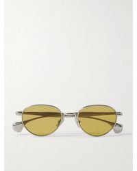 Bottega Veneta - Silberfarbene Sonnenbrille Mit Rundem Rahmen - Lyst