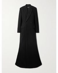 Balenciaga - Double-Breasted Brushed Wool-Blend Coat - Lyst