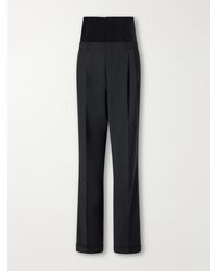 Tibi - Mesh-Trimmed Pleated Fresco Straight-Leg Pants - Lyst