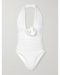 Maygel Coronel - Pilaya Appliquéd Ruched Halterneck Swimsuit - Lyst