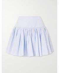 Alaïa - Striped Ruffled Cotton-Poplin Mini Skirt - Lyst