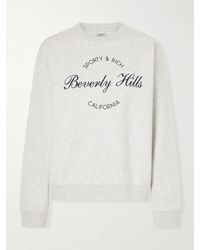 Sporty & Rich - Beverly Script Printed Cotton Sweatshirt - Lyst