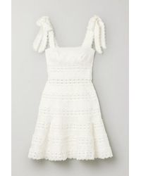 Zimmermann Kirra Minikleid Aus Leinen Mit Lochstickerei Zum Binden - Weiß