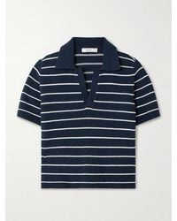 FRAME - The Striped Easy Cotton-Blend Polo Shirt - Lyst