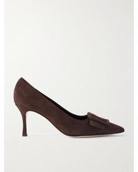Manolo Blahnik - Maysale 70 Buckled Suede Pumps - Lyst