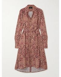 Etro - Asymmetric Belted Paisley-Print Woven Midi Shirt Dress - Lyst