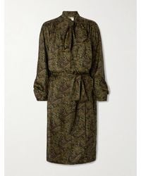 Saint Laurent - Minikleid Aus Seiden-Twill Mit Paisley-Muster, Schluppe Und Bindegürtel - Lyst